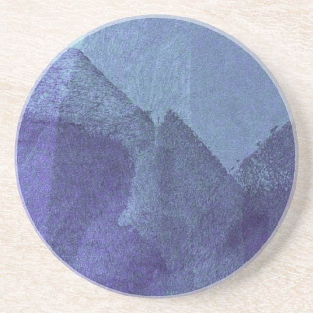 Dessous De Verre En Grès Océan bleu nature peinture abstraite (Devant)