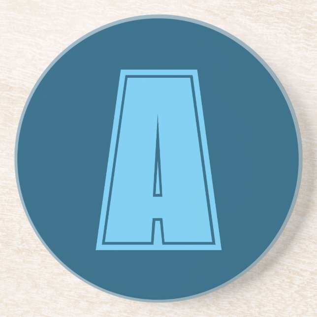 Dessous De Verre En Grès Océan & Ciel Bleu Premier Monogramme Calligraphie  (Devant)