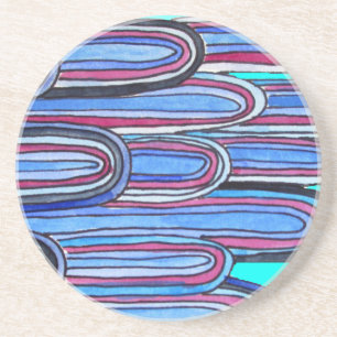 Dessous De Verre En Grès Ocean Waves aqua blue pattern
