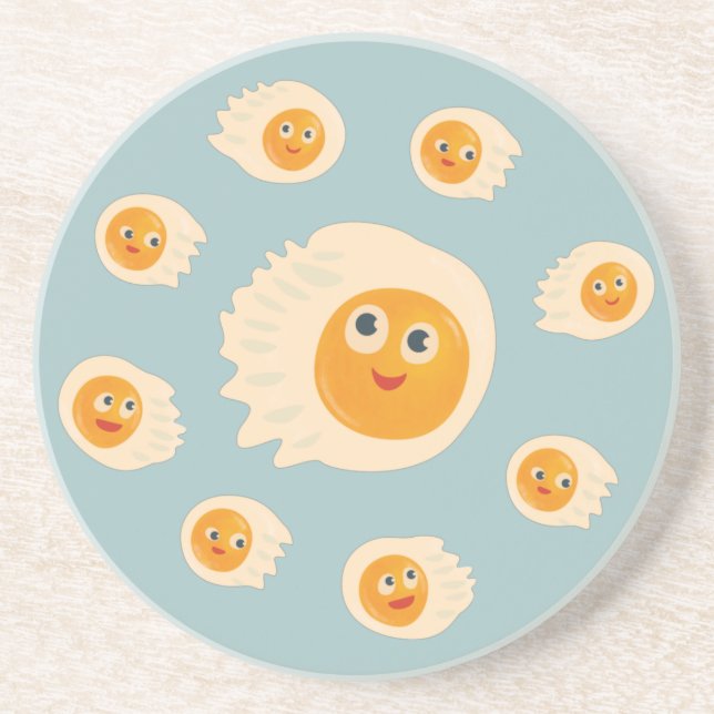 Dessous De Verre En Grès Oeufs frits Cute Food Kids (Devant)
