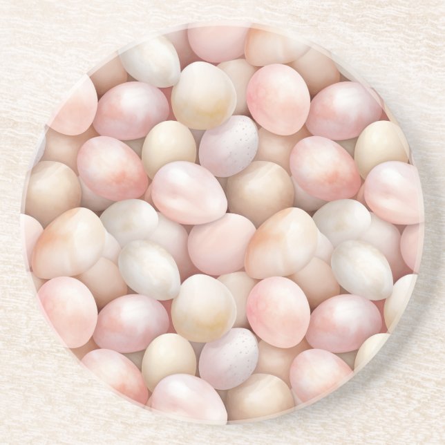 Dessous De Verre En Grès Œufs roses de Pâques pêche   (Devant)