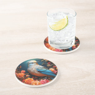 Dessous De Verre En Grès Oiseau bleu de nature fantaisiste