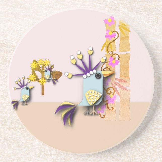 Dessous De Verre En Grès Oiseau drôle (Devant)