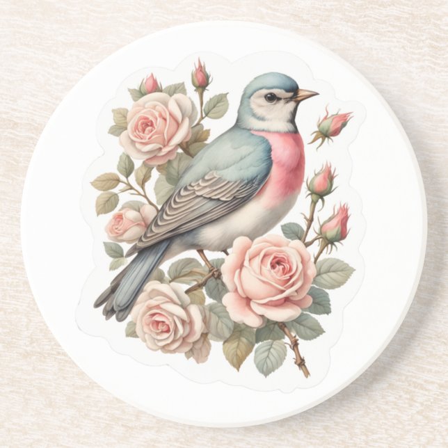 Dessous De Verre En Grès oiseau mignon (Devant)
