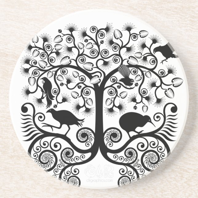 Dessous De Verre En Grès Oiseaux indigènes de NZ - dessous de verre de grès (Devant)