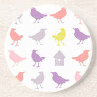 Oiseaux pastel rose et violet avec Birdhouse