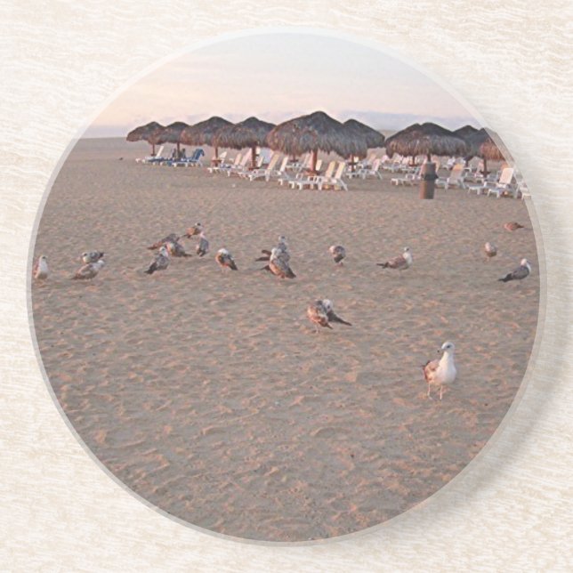 Dessous De Verre En Grès Oiseaux sur la plage de Cabo (Devant)