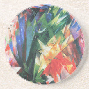 Dessous De Verre En Grès Oiseaux (Vogel) par Franz Marc, Art Cubisme Vintag
