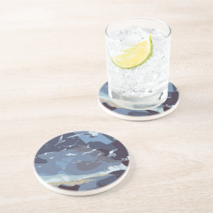 Dessous De Verre En Grès Oiseaux volants et vagues côtières