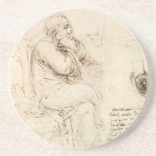 Dessous De Verre En Grès Old Man and Water Sketch par Leonardo da Vinci