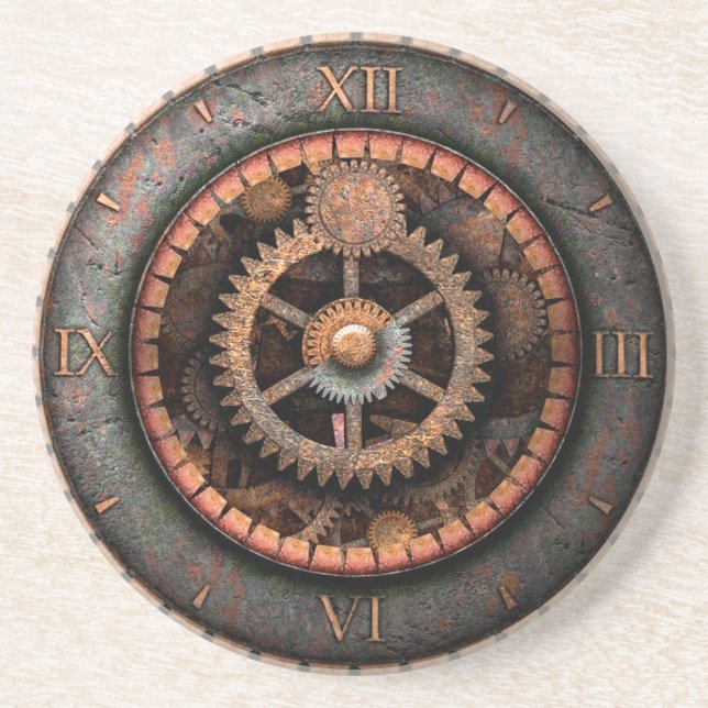 Dessous De Verre En Grès Opus Posh Steampunk Gears (Devant)