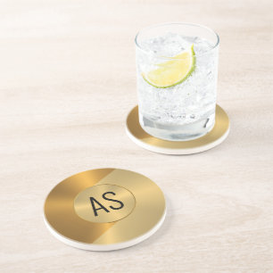 Dessous De Verre En Grès Or métallique et cuivre conception géométrique