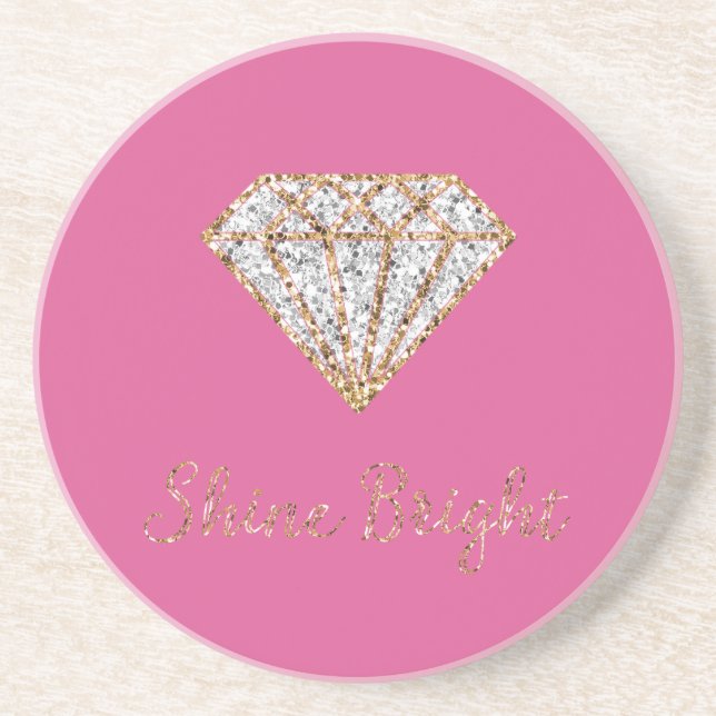 Dessous De Verre En Grès Or rose diamant blanc scintillant (Devant)