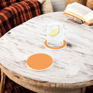 Dessous De Verre En Grès Orange Buffalo Plaid Holiday