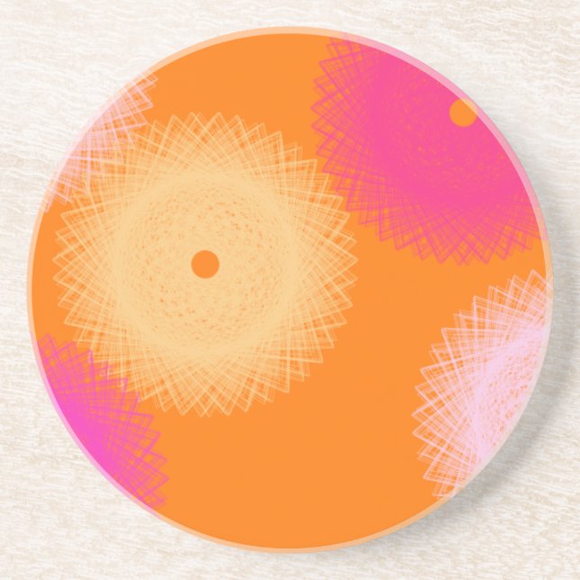 Dessous De Verre En Grès orange et rose pop couleur (Devant)
