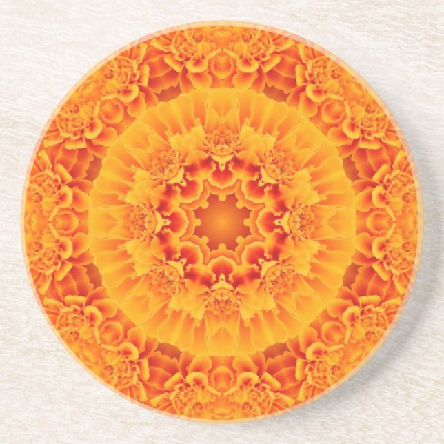 Dessous De Verre En Grès Orange Marigold Mandala (Devant)