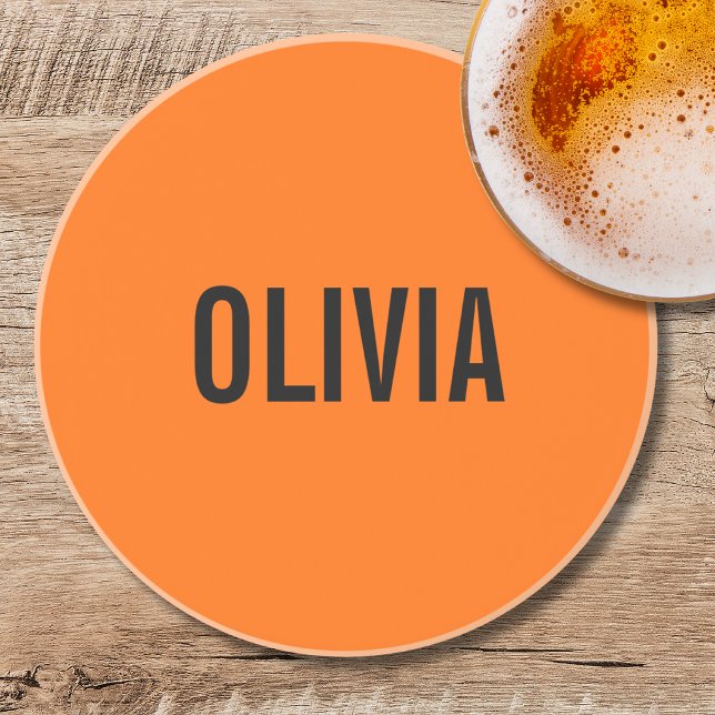 Dessous De Verre En Grès Orange Moderne de Coucher de Soleil Nom | Minimali (Créateur téléchargé)
