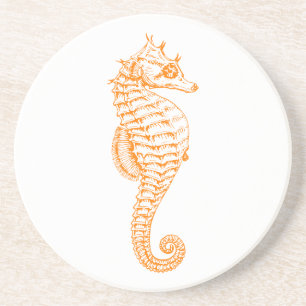 Dessous De Verre En Grès Orange Seahorse