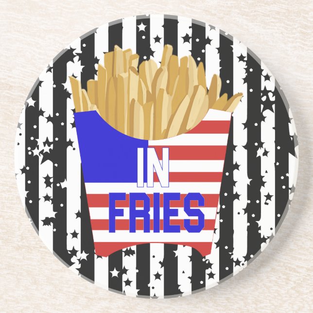 Dessous De Verre En Grès Oreiller 'In Fries We Trust'  (Devant)