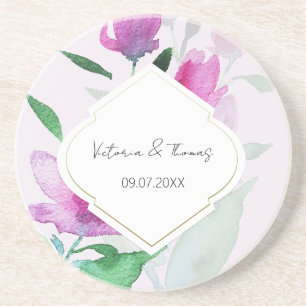 Dessous De Verre En Grès Originalité De L'art Floral Aquarelle Violette