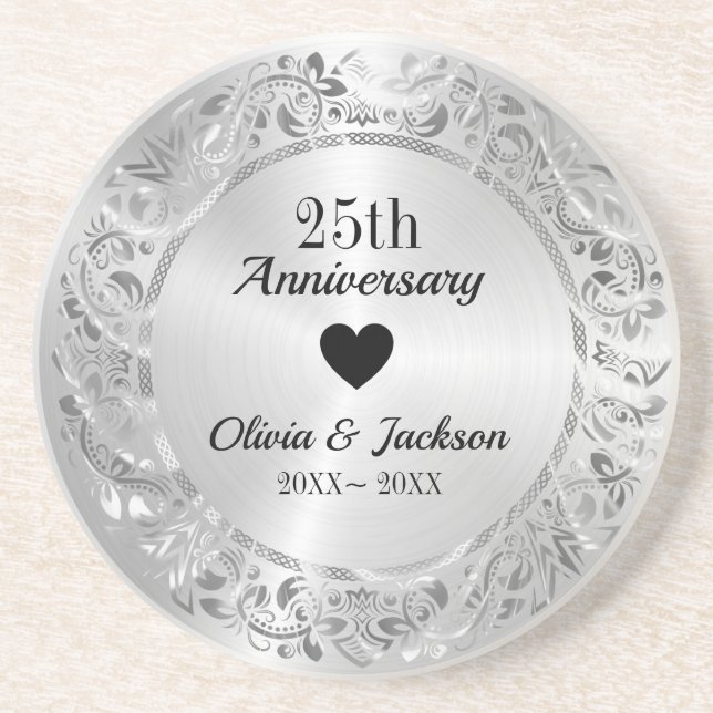 Dessous De Verre En Grès Ornement floral (Devant)