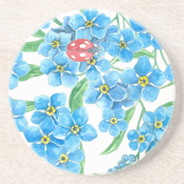 Dessous De Verre En Grès Oublie-moi pas un motif sans soudure (Devant)
