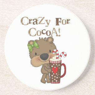Dessous De Verre En Grès Ours de fille fou pour le cacao