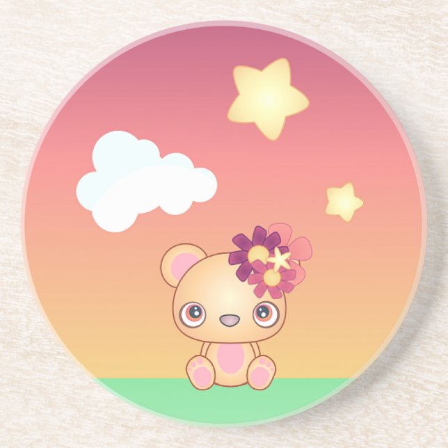 Dessous De Verre En Grès Ours de Kawaii (Devant)