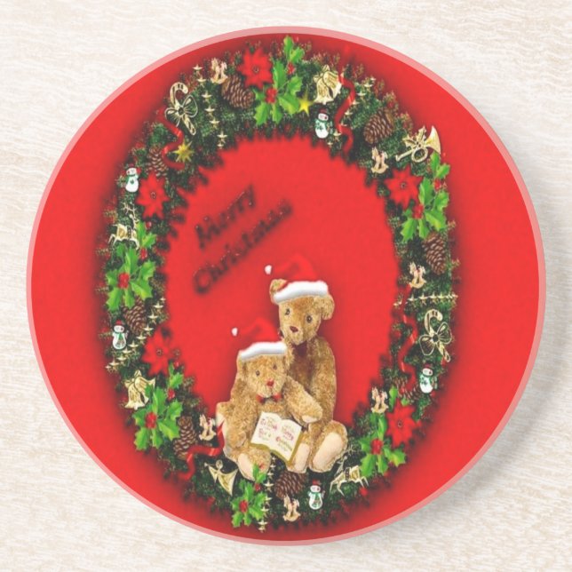 Dessous De Verre En Grès Ours de Noël (Devant)