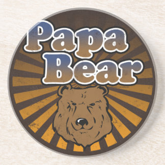 Dessous De Verre En Grès Ours frais de papa, brun/bleu/cadeau papa d'or