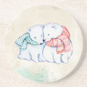 Dessous De Verre En Grès Ours polaires Couple