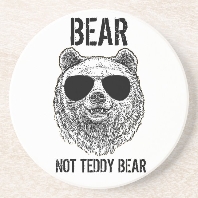 Dessous De Verre En Grès OURS SUR MESURE PAS TEDDDY OURS Hommes Drôle cadea (Devant)
