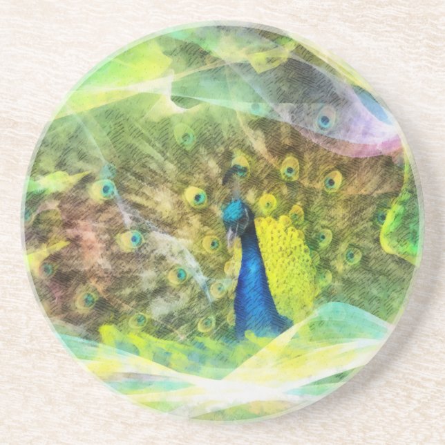 Dessous De Verre En Grès Paiement numérique de Peacock (Devant)