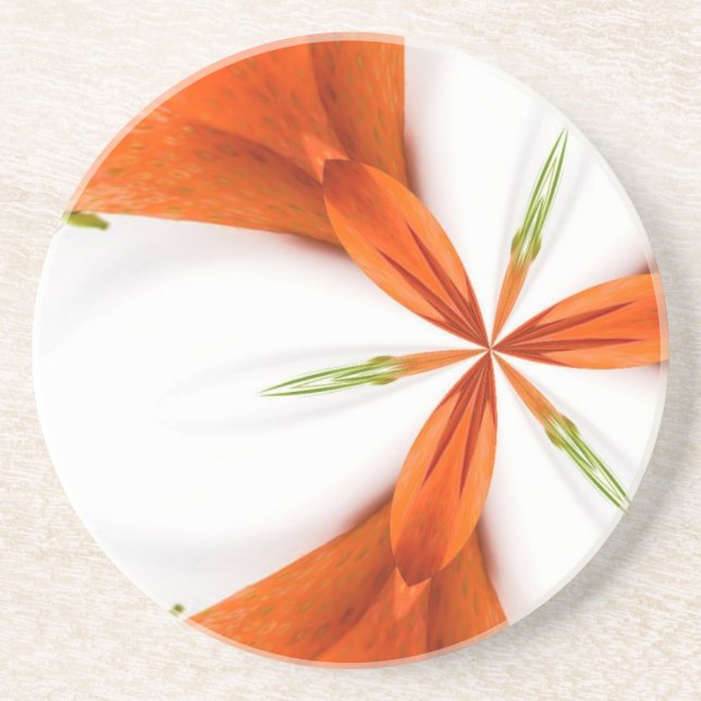 Dessous De Verre En Grès paillasson en grès kaléidoscope fraise (Devant)