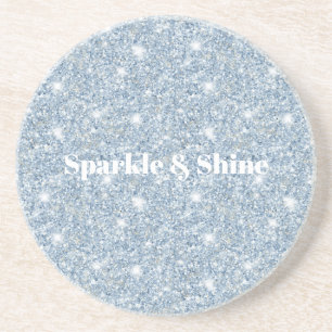 Dessous De Verre En Grès Paillettes Bleues Brillantes