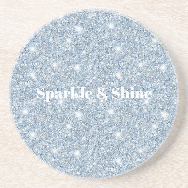 Dessous De Verre En Grès Paillettes Bleues Brillantes (Devant)