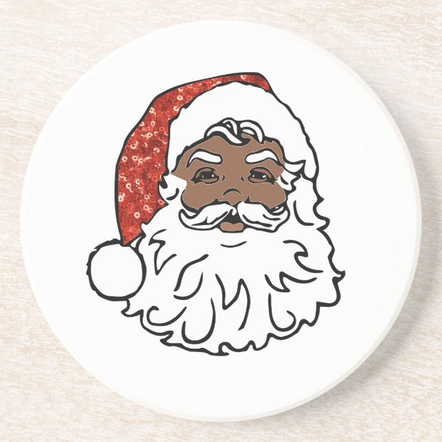 Dessous De Verre En Grès paillettes noir santa claus (Devant)