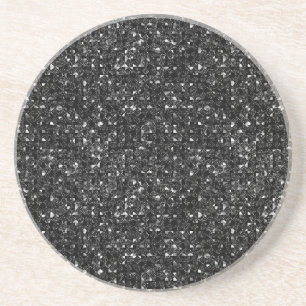 Dessous De Verre En Grès paillettes noires, effet grès