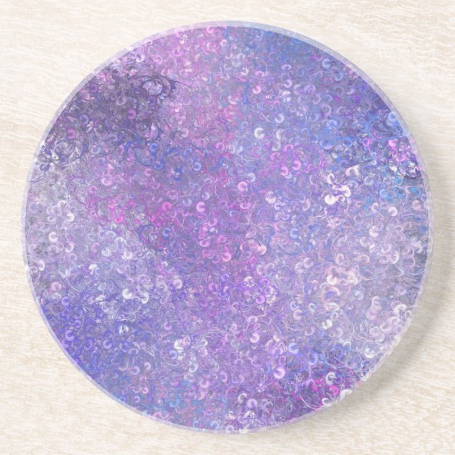 Dessous De Verre En Grès Paillettes rose et violet Bling  (Devant)