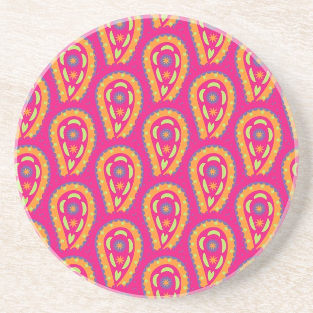 Dessous De Verre En Grès Paisley coloré (Devant)