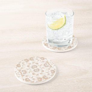Dessous De Verre En Grès Paisley en beige esthétique moderne Tan Brown