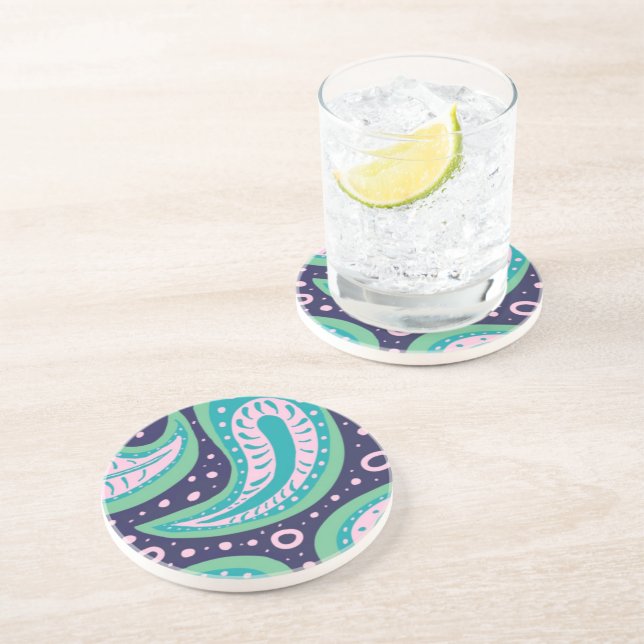 Dessous De Verre En Grès Paisley personnalisable (Côté)