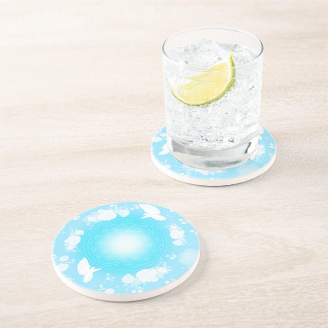 Dessous De Verre En Grès Paix – Fleur de Vie (Côté)