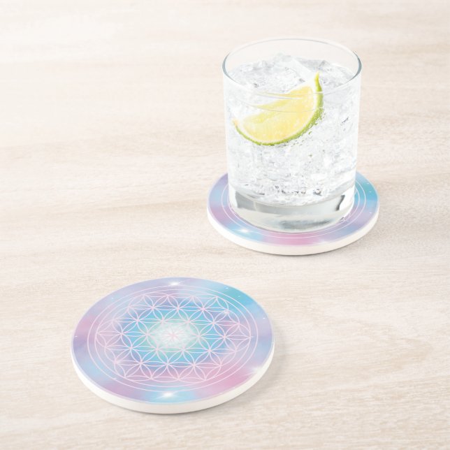 Dessous De Verre En Grès Paix Intérieure – Fleur de Vie (Côté)