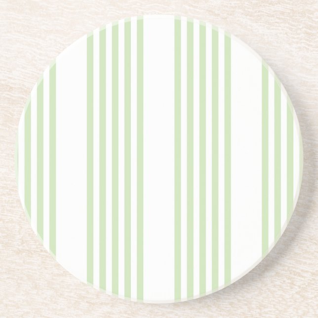 Dessous De Verre En Grès Pale vert et blanc cinq bandes motif (Devant)