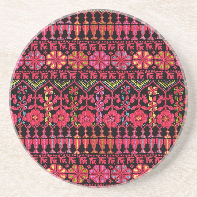 Dessous De Verre En Grès Palestinian Embroidery Tatreez printed Design (Devant)