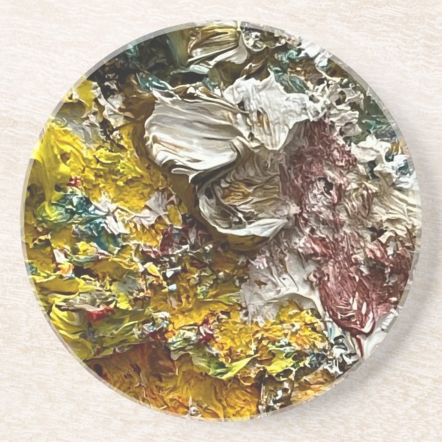 Dessous De Verre En Grès Palette de l'artiste #1 (Devant)
