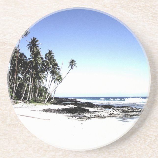 Dessous De Verre En Grès Palmiers exotiques & Plage Paradise (Devant)