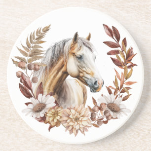 Dessous De Verre En Grès Palomino Gold Quarterhorse Automne Wreath