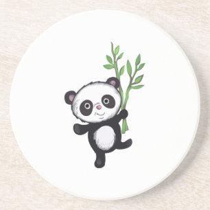 DESSOUS DE VERRE EN GRÈS PANDA AVEC LE BAMBOU